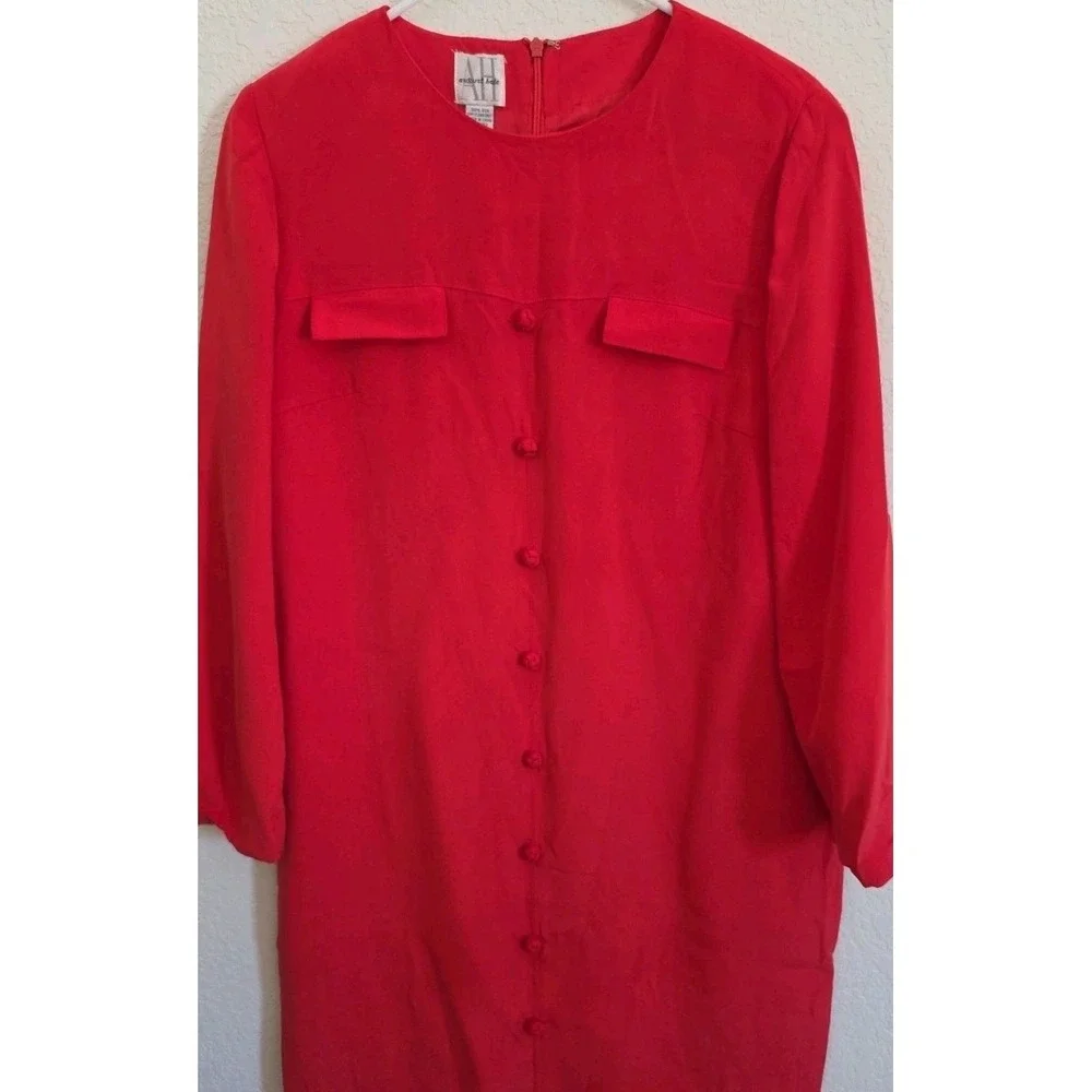 VTG August Hale Silk Red Dress Size 12 Classic‎ Quiet Luxury